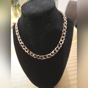 14K Real Gold Plated With A Touch Of Black Chain Necklace.